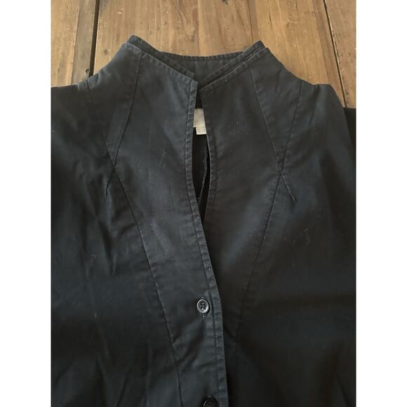 Soft Surroundings Black Button Shirt Size Large Stretch Double Collar - Picture 3 of 13